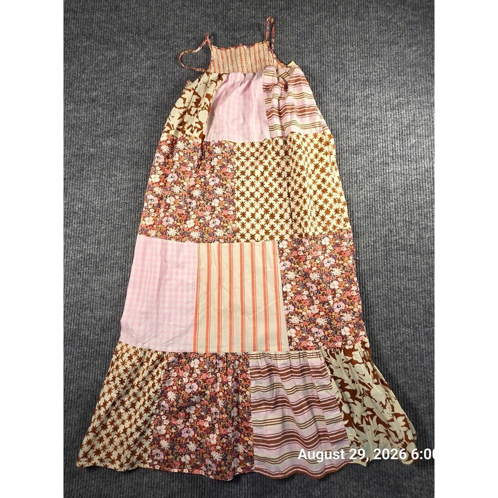 Universal Thread Women XS Patchwork Floral Gingham Tiered Maxi Dress NWT